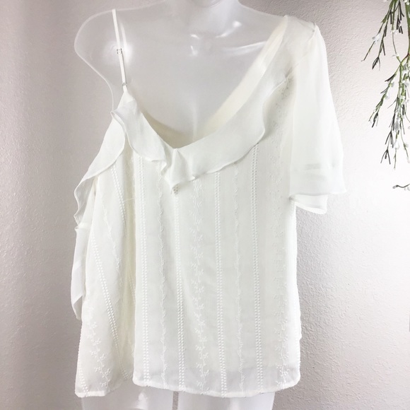 1.State | Ruffle One Shoulder Embroidered Top - Picture 5 of 8